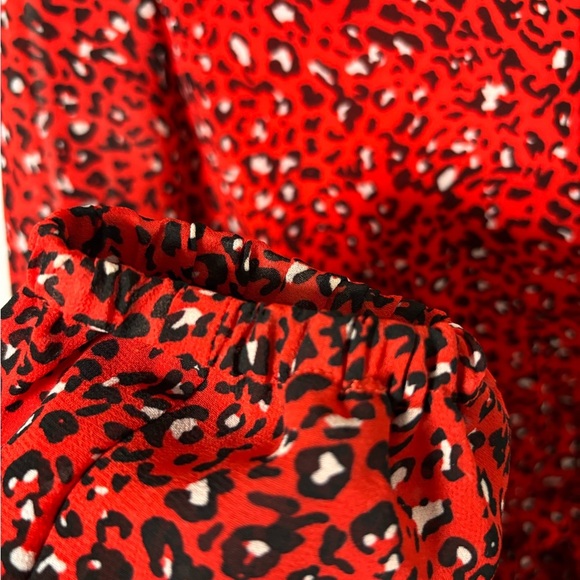 Only Red and Black Wrap Sundress with Sheer Bishop Sleeves - Picture 3 of 10